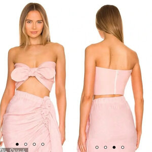 Just Bee Queen Silvia Bandeau Top Melon Sz S 100% Linen